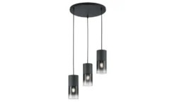 Trio Pendelleuchte, 3-flammig, Rauchglas schwarz