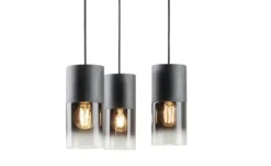 Trio Pendelleuchte, 3-flammig, Rauchglas schwarz