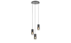 Trio Pendelleuchte, 3-flammig, Rauchglas schwarz