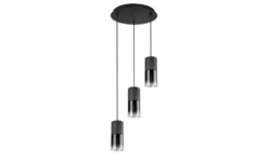 Trio Pendelleuchte, 3-flammig, Rauchglas schwarz
