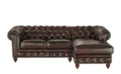uno Ecksofa Bezug aus Echtleder Chesterfield