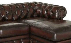 uno Ecksofa Bezug aus Echtleder Chesterfield