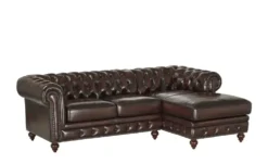 uno Ecksofa Bezug aus Echtleder Chesterfield