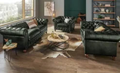 uno Ledersessel im Vintage-Look Chesterfield
