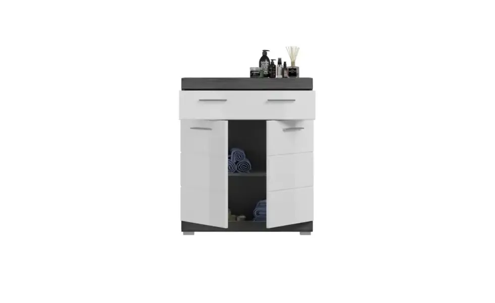 Unterschrank SCHLOONSEE, Breite 74cm, 2 Tür, 1 Schubkasten, 2 Fächer, MDF-Front in verschiedenen Farben erhältlich, Badmöbel, Badschrank, Kommode, Bad Schloonsee