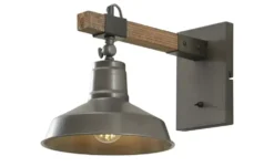 Wandleuchte, 1-flammig, schwarz/holz Max