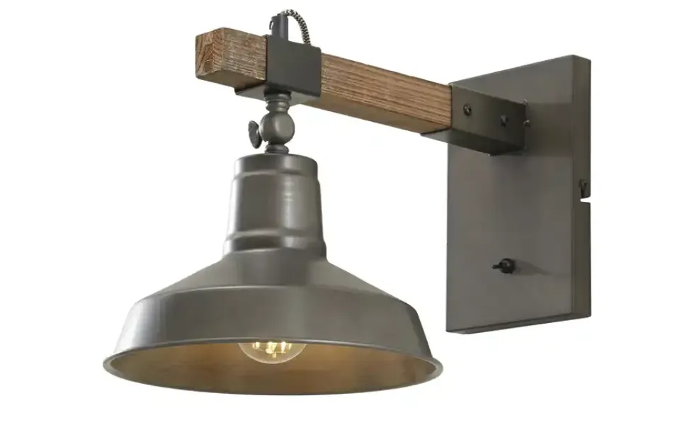 Wandleuchte, 1-flammig, schwarz/holz Max