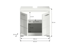 Waschbeckenunterschrank SCHLOONSEE, Breite 60cm, 2 Tür, 2 Fächer, mit Siphonausschnitt, MDF-Front in verschiedenen Farben erhältlich, Badmöbel, Badschrank, Kommode, Bad Schloonsee