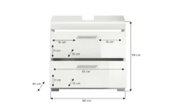 Waschbeckenunterschrank SCHLOONSEE, Breite 60cm, 2 Schubkästen, mit Siphonausschnitt, MDF-Front, in verschiedenen Farben erhältlich, Badmöbel, Badschrank, Kommode, Bad Schloonsee