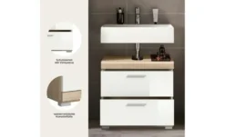 Waschbeckenunterschrank SCHLOONSEE, Breite 60cm, 2 Schubkästen, mit Siphonausschnitt, MDF-Front, in verschiedenen Farben erhältlich, Badmöbel, Badschrank, Kommode, Bad Schloonsee