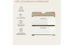Waschbeckenunterschrank SCHLOONSEE, Breite 60cm, 2 Schubkästen, mit Siphonausschnitt, MDF-Front, in verschiedenen Farben erhältlich, Badmöbel, Badschrank, Kommode, Bad Schloonsee