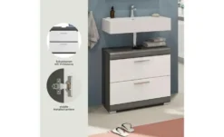 Waschbeckenunterschrank SCHLOONSEE, Breite 60cm, 2 Schubkästen, mit Siphonausschnitt, MDF-Front, in verschiedenen Farben erhältlich, Badmöbel, Badschrank, Kommode, Bad Schloonsee
