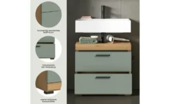 Waschbeckenunterschrank SCHLOONSEE, Breite 60cm, 2 Schubkästen, mit Siphonausschnitt, MDF-Front, in verschiedenen Farben erhältlich, Badmöbel, Badschrank, Kommode, Bad Schloonsee