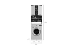 Waschmaschinenumbauschrank SCHLOONSEE, Breite 63cm, für Waschmaschine & Trockner, 2 Türen, MDF-Front, in verschiedenen Farben, Überbauschrank, Umbauschrank, Badschrank Schloonsee